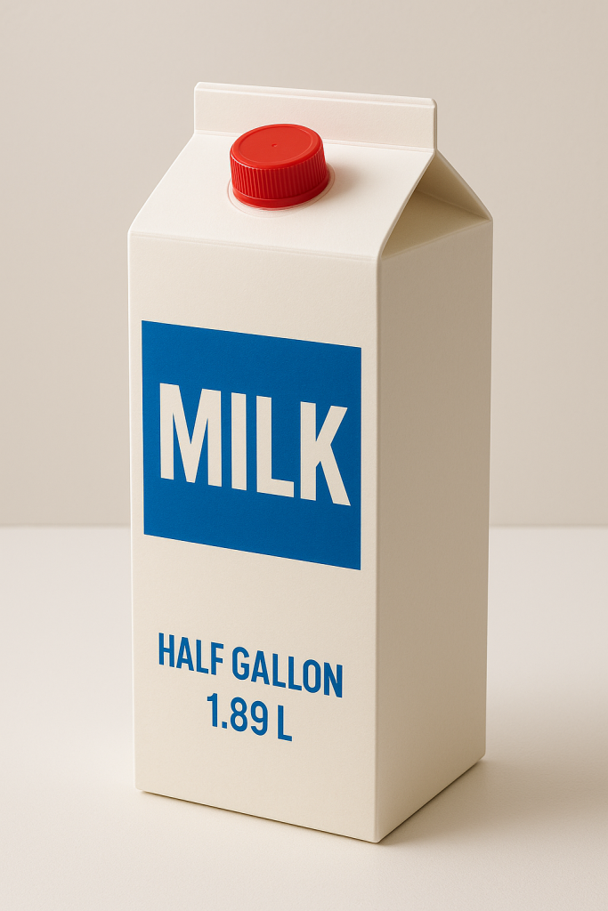 Half-Gallon Milk Cartons
